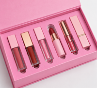 Boîte magnétique pliable de luxe personnalisée pour gloss et rouge à lèvres, impression offset CMYK, insert en EVA rose