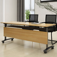 Table de conférence pliable moderne, extensible, rectangulaire, avec plateau en bois et pieds en métal, mobilier de bureau