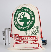 Sac de noël par sublimation, grands sacs pour cadeaux de noël, en toile biologique, lourd, avec cordon de serrage rouge, 1 pièce