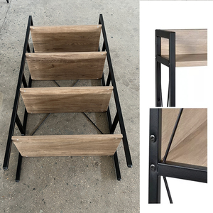 Estantería y estantería multicapa de hierro y madera para el hogar y el almacén duraderos de <span class=keywords><strong>4</strong></span> capas a precio barato, estantes apilables de exhibición industrial - Product Image 4