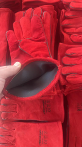 Guantes de Soldadura Resistentes al Calor de 14 Pulgadas con Certificación <span class=keywords><strong>CE</strong></span>, Guantes de Soldadura de Cuero Vacuno con Logotipo Personalizado para Protección de Manos de Soldador - Product Image 2