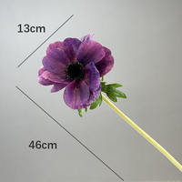 Fleurs d'anémone artificielles réalistes en vrac, tige unique, en latex, réutilisables, parfaites pour les bouquets de mariage, les remises de diplômes et la décoration intérieure