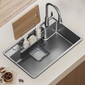 Évier de cuisine simple en acier inoxydable SUS304, évier à vaisselle et à légumes, évier épaissi grande capacité - Product Image 1