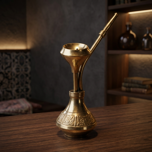 Chaman India – Petite chicha droite en laiton plaqué or avec finition laquée pour mariages, fêtes et décoration intérieure - Product Image 3