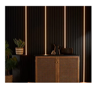 Bande lumineuse LED moderne, écologique, ignifuge, panneau acoustique décoratif mural intérieur en bois pour une insonorisation élégante