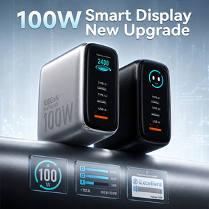 <span class=keywords><strong>Chargeur</strong></span> rapide USB C 3 ports 100W GaN TFT avec écran intelligent et contrôle par empreinte digitale, adaptateur de voyage universel pour ordinateur portable, tablette et téléphone - Product Image 2