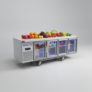 LuMa 201 304 Stainless Steel Display Refrigerated Counter with Glass Doors Commercial <b>Kitchen</b> <b>Prep</b> Fridge - Product Image 5