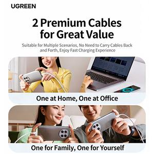 UGREEN สายชาร์จเร็วและซิงค์ข้อมูล USB-A เป็น USB-C 100W สำหรับสมาร์ทโฟน แท็บเล็ต แล็ปท็อป คาร์เพลย์ และฮาร์ดไดรฟ์ภายนอก - Product Image 4