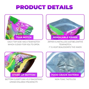 Bolsas de Mylar con Cierre Hermético, Impresión Personalizada, Holográficas, a Prueba de Olores, Reutilizables, para Envasado de Alimentos, 3.5g, 7g, 14g, 28g, Disponibles - Product Image 5