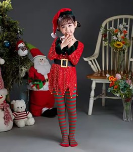 Ensemble de costumes d'elfe pour filles, tenue de fête de <span class=keywords><strong>Noël</strong></span>, robe de fête, polyester, cosplay - Product Image 5