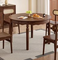 Table à manger en bois massif de style mid-century, table à manger ronde minimaliste rétro française, table à dîner pour petits appartements