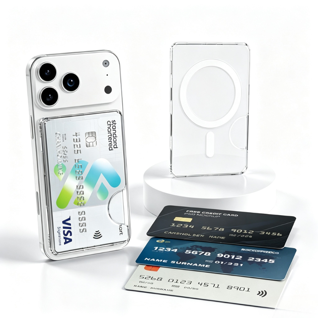 Universal Magnetic Phone Card Holder PC Wallet Case Compatible with iPhone 12 13 14 15 16 17 Series MagSafe Slim Card Sleeve