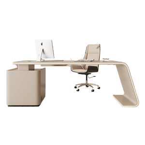 Escritorio ejecutivo de estilo crema de gama alta Diseño elegante Gerente ejecutivo Escritorio de Supervisor Luces Oficina - Product Image 6