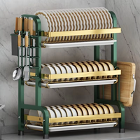 Étagère de rangement multifonctionnelle et durable en acier au carbone à double couche pour vaisselle, boîte à baguettes, organisateur de couverts pour comptoir de cuisine