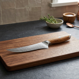 Nouveau design, couteau de cuisine professionnel personnalisé de 7 pouces en acier carbone, acier Damas japonais, manche en bois d'olivier - Product Image 3