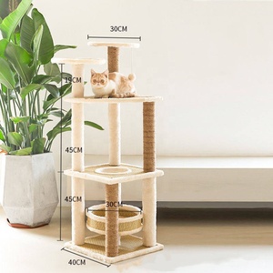Menara cakar kucing furnitur rumah mainan kucing pohon tempat tidur gantung hewan peliharaan bingkai mainan kucing papan garuk memanjat bingkai - Product Image 1