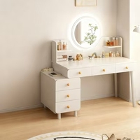 Meubles de chambre à coucher en gros, commode de luxe légère, style moderne, coiffeuses tendance, table de maquillage avec miroir et armoire