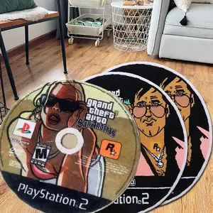 cd rug round custom carpet logo video game cd rug