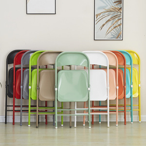 Iron Folding <b>Chair</b> Metal Minimalist Design <b>Stackable</b> For Balcony Leisure <b>Dining</b> <b>Chair</b> Adult Portable Home Use - Product Image 1