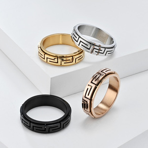 yunnique popular jewelry Great Wall pattern <b>titanium</b> steel rotating <b>ring</b> for stress relief and anxiety reduction. S - Product Image 1