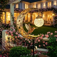 Lampe solaire LED étanche pour lune et nuit, carillon éolien extérieur, décoration de jardin solaire