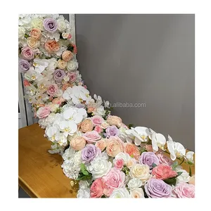 Mesa floral para fiesta, centro de mesa de alta calidad, color blanco, orquídea, lila, champán, rosa, corredores de flores