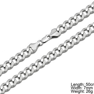 Collar de moda para <span class=keywords><strong>hombre</strong></span>, cadena de eslabones cubanos planos de 7MM, joyas de plata de ley 925, cadenas originales 925 para <span class=keywords><strong>hombre</strong></span> - Product Image 6