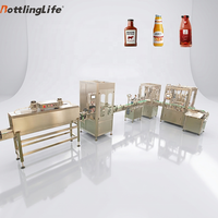 Machine de remplissage linéaire automatique pour pâtes à tartiner au chocolat, pâte de tomate, sauces et sauces piquantes, pour liquides haute viscosité 350 ml