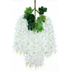 V-1354 Grappes de fleurs artificielles de glycine simulée 110 cm Rose, Glycine artificielle suspendue pour décoration de mariage et de fête - Product Image 3