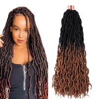 Ekstensi Rambut Kepang Crochet Imitasi Lembut Gaya Gypsy Locs, Serat Tahan Panas Tinggi, Tekstur Keriting Kinky dan Gelombang Air, Satu Lembar