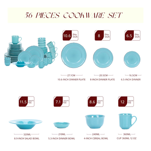 Friendly Stoneware Dinner <b>Set</b> with Color Glaze Modern Round Design for Home Hotel Restaurant Customizable Pattern - Product Image 4