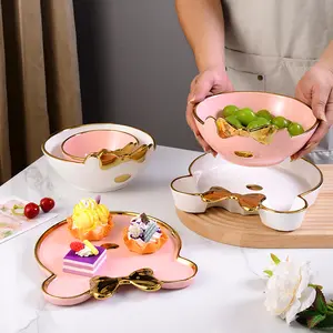 Recipientes nórdicos pintados à mão, tigelas e placas de cerâmica à mão prato de sobremesa do gato