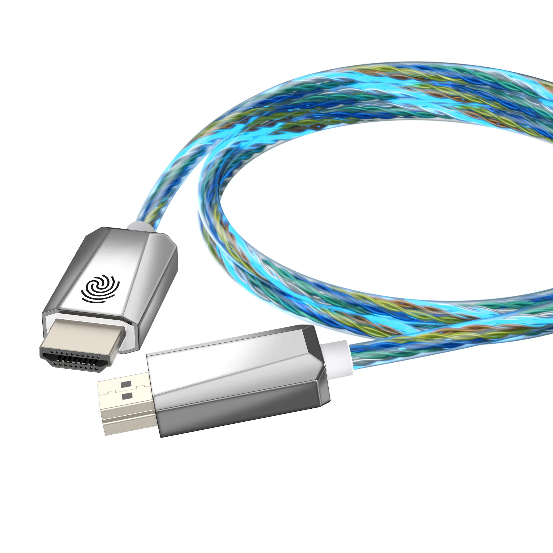 Sept câbles HDMI de lumière respiratoire RVB colorés 2.0 câbles haute résolution 4K UHD Hdmi mâle à mâle avec connecteur plaqué or