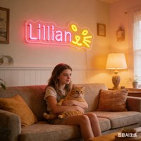 Letrero LED de Neón Personalizado con Cara de Gato Neonawall, Luz con Nombre Personalizado para Regalo de Boda, Cumpleaños o Fiesta