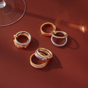 Fashion <b>Rings</b> 18k <b>Gold</b> Plated Stainless Steel Round Zircon Pave Setting Geometric Unisex Jewelry Gift - Product Image 4