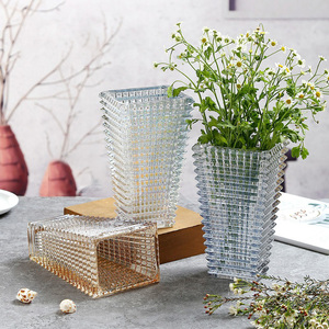 आधुनिक न्यूनतम क्रिस्टल स्ट्रिप्ड ग्लास <span class=keywords><strong>vase</strong></span> शादी घर के सजावट के लिए रंगीन फूल <span class=keywords><strong>vase</strong></span> - Product Image 2