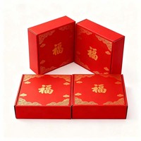 Boîte de Fortune rouge festive du nouvel an boîte-cadeau décorative en carton à trois pièces pour la manipulation d'estampage de pendaison de crémaillère
