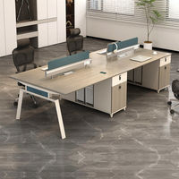 Set Scrivania a L in Legno con 4 Sedie, Design Moderno e Minimalista, Cassetto Portaoggetti, Scrivania da Ufficio