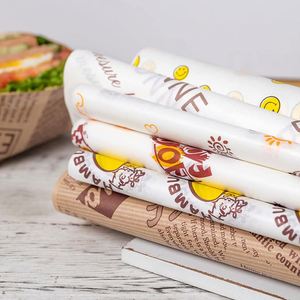 Food Grade Custom Size Grease Proof Moisture Proof Sandwich Deli Burger <b>Wrapping</b> <b>Paper</b> for Cookie and Milk Packaging - Product Image 1