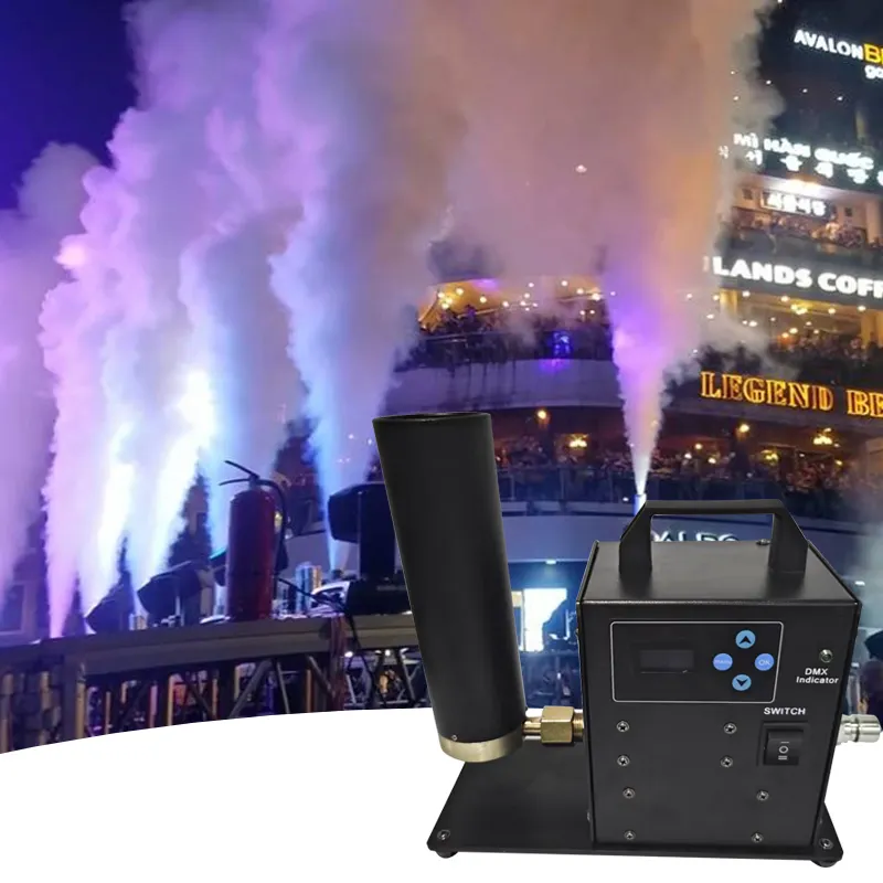 Festa 8m ad alta pressione silenziatore hangable dmx disco fumo per night club maquina de nevoeiro co2 macchina nebbia