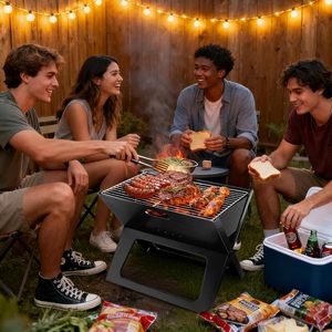 Portable Stainless Steel Folding <b>BBQ</b> Grill Modern Style Outdoor Charcoal Grill for Camping & Cooking - Product Image 6