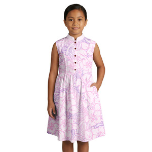 <span class=keywords><strong>Vestidos</strong></span> Blancos Sencillos Personalizados para Niñas, Ropa Linda para la Playa, Estampado Floral Tribal Samoano Polinesio, Ropa Infantil, Vestido <span class=keywords><strong>Aloha</strong></span> para Niñas - Product Image 4