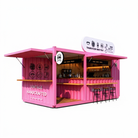 Container Mobile per Caffetteria da 20 Piedi, Chiosco Portatile con Bancone Bar, Stand Vintage per Fast Food e Bevande