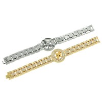 Bracelet tendance en alliage de zinc et cuivre, style hip-hop, avec strass incrustés, maillons rotatifs et pièce centrale pivotante