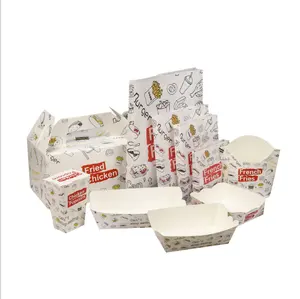 Pabrik Dicetak Kotak Makanan Cepat Saji Kertas Karton Kotak Kemasan Ayam Goreng untuk Makanan Ringan Makanan Goreng