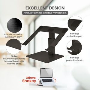 IDock Bureaux ergonomiques pour ordinateur <span class=keywords><strong>portable</strong></span> à hauteur réglable et stable, <span class=keywords><strong>support</strong></span> pour ordinateur <span class=keywords><strong>portable</strong></span> <span class=keywords><strong>ventilé</strong></span>, <span class=keywords><strong>support</strong></span> pour bureau - Product Image 4