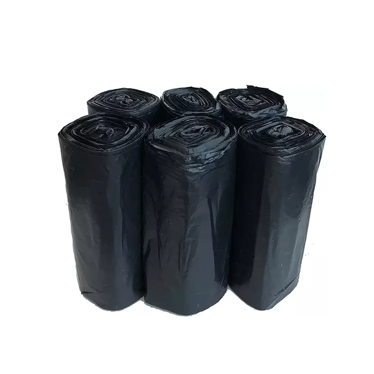 Biodegradable cornstarch large biodegradable compostable garbage bags black garbage bag on roll with drawstring