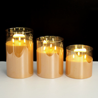 Bougie pilier LED sans flamme de luxe, grande taille, en verre et plastique, fonctionnant sur piles, écologique, décoration d'intérieur pour mariages