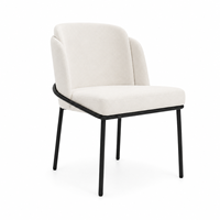 Chaise de salle à manger rembourrée moderne en tissu, chaise de restaurant avec pieds en métal noir, chaise d'appoint confortable pour hôtel, café et maison