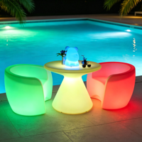 Fauteuil en plastique imperméable avec 16 lumières LED à changement de couleur, design lumineux portable pour la maison, les restaurants et les hôtels